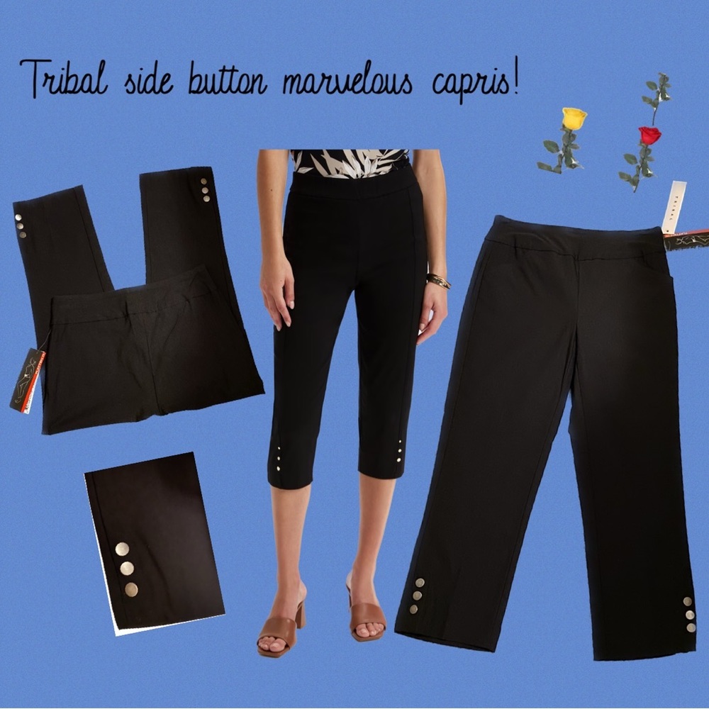 Tribal marvelous side button (hem) capris!